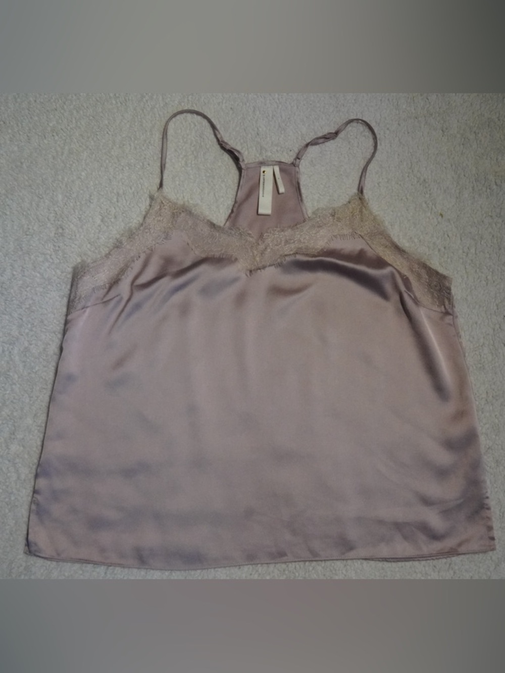 Anthropologie Satin Lace-Trim Cami in Dusty Mauve